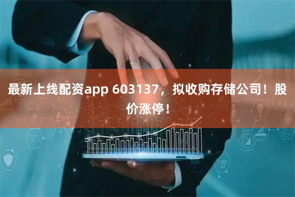 最新上线配资app 603137，拟收购存储公司！股价涨停！